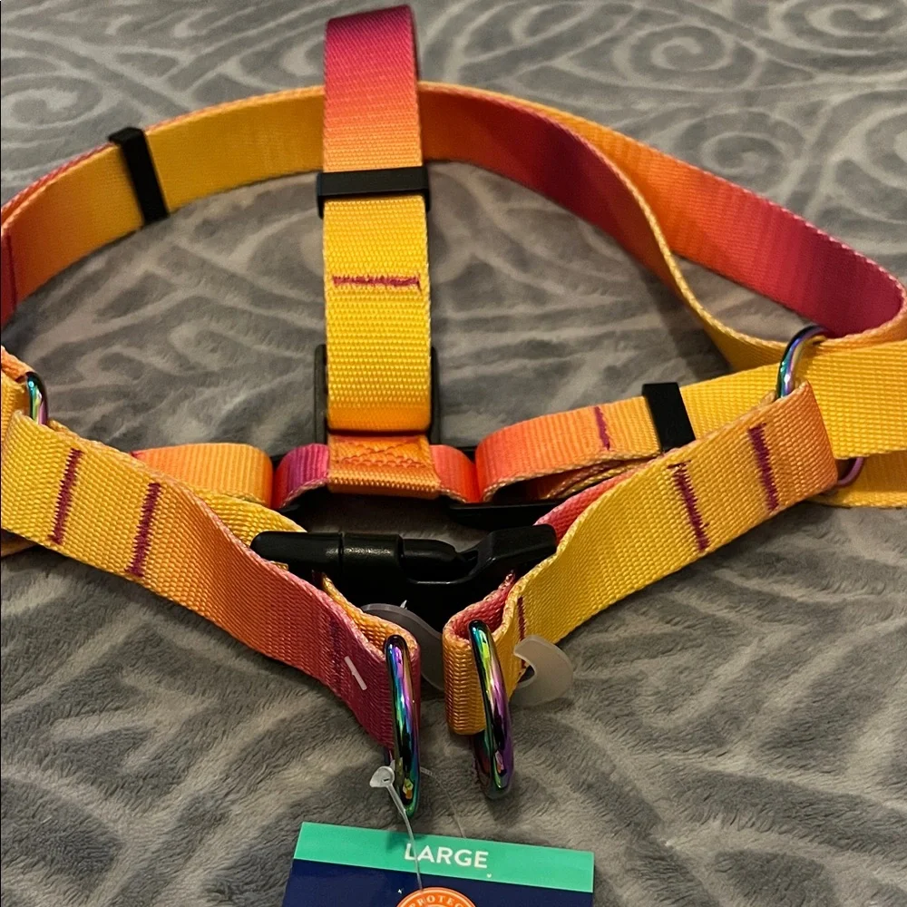 Dog Step-In Harness by Top Paw in ombré pink & orange NWT